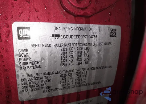 2024 Chevrolet Silverado 1500 4Wd Short Bed Rst z USA, uszkodzony, nr VIN 1GCUDEED0RZ204756